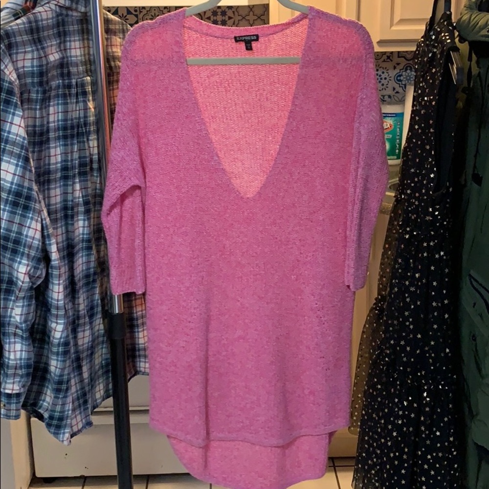 Express Pink V Neck Sweater